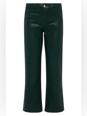 L'AGENCE Wanda Raw Hem Coated Crop Forest Green High Rise Jeans Sz.30 Brand New